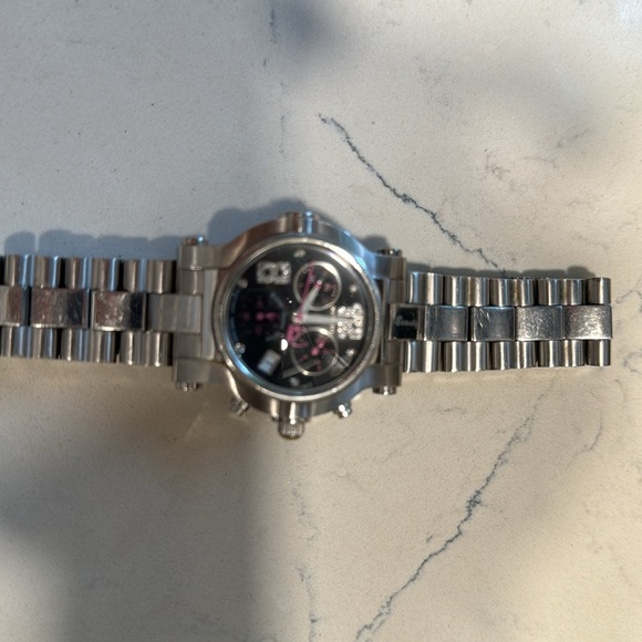 RENATO woman’s watch stainless steel diamond pave stones at eight and 12 - Picture 2 of 3